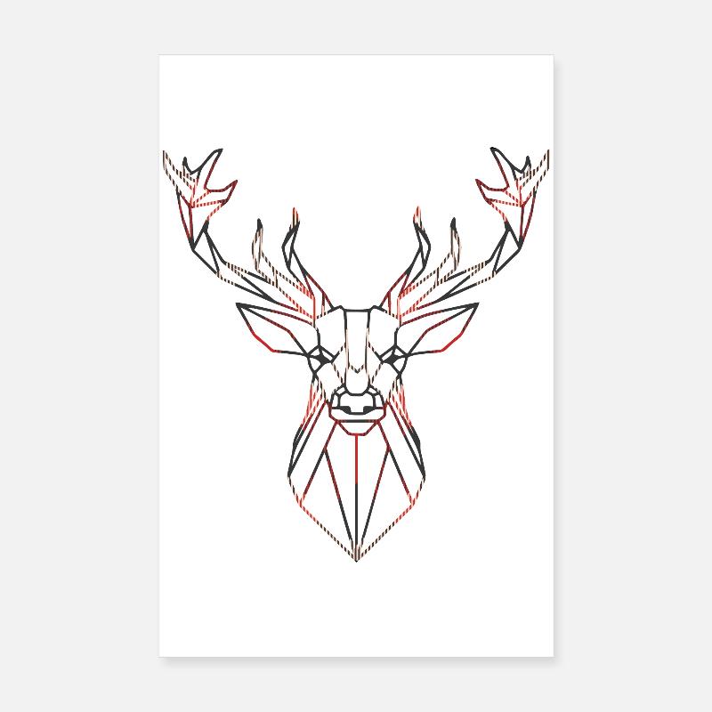 Geometric deer with red accents Poster 8" x 12" (20x30 cm)