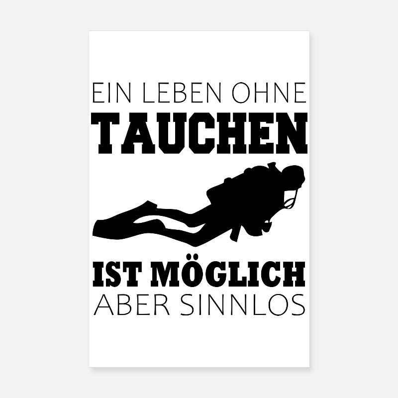 Taucher Tauchen - Poster 20x30 cm - Weiß