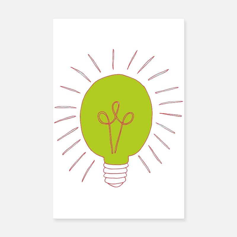 Neon green light bulb Poster 8" x 12" (20x30 cm)