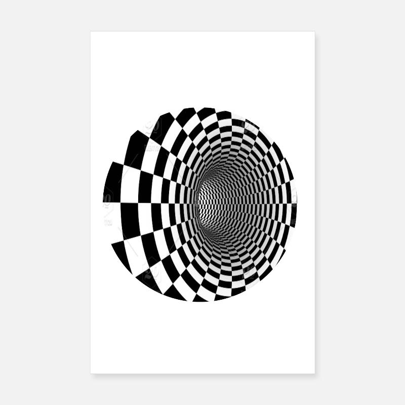 Tunnel Noir et Blanc Illusion Poster 20 x 30 cm