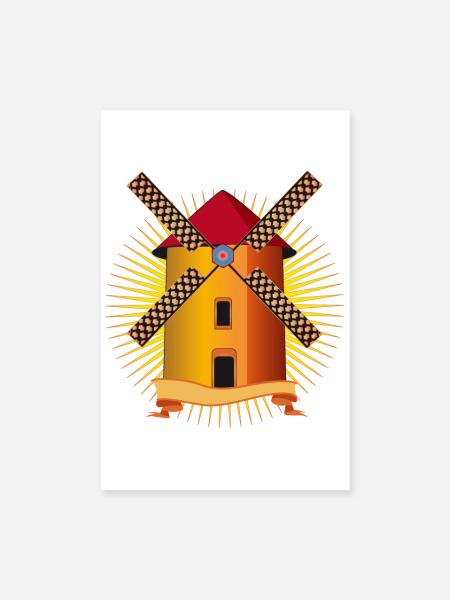 golden windmill with a shining background - Poster 8" x 12" (20x30 cm) - white - Front