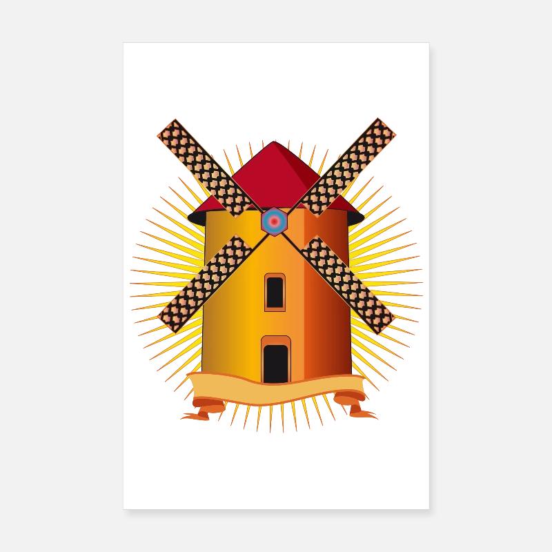 goldene Windmühle mit strahlendem Hintergrund Poster 20x30 cm