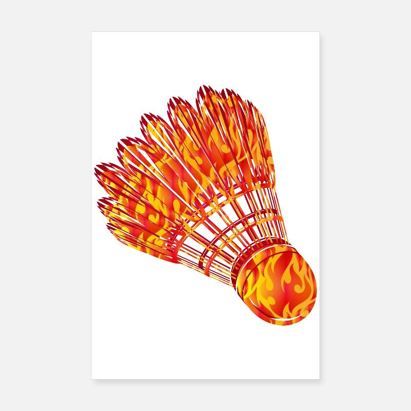 Badminton Badminton Fire Dessin Poster 20 x 30 cm