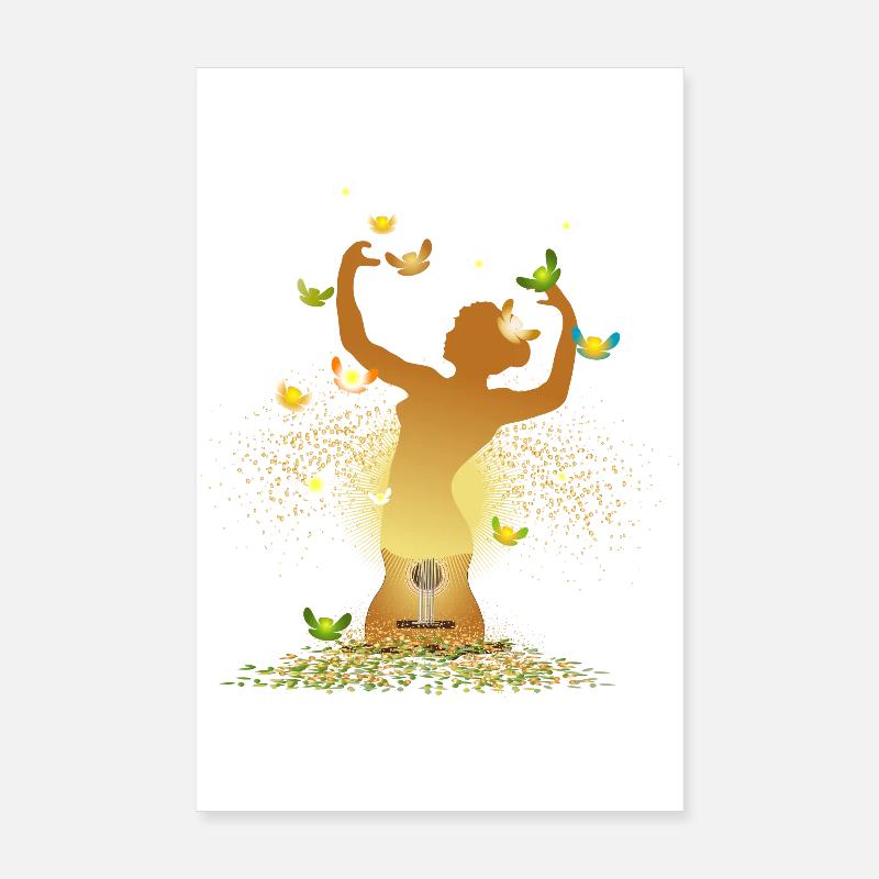 surreal guitar motif with dancer Poster 8" x 12" (20x30 cm)