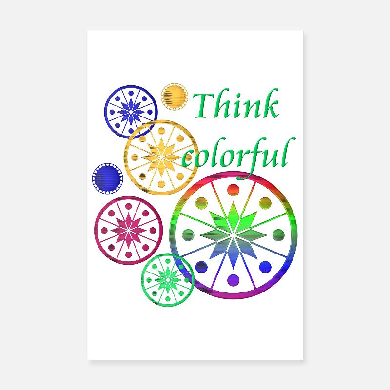 Star Blossoms with Saying Think colorful Poster 8" x 12" (20x30 cm)