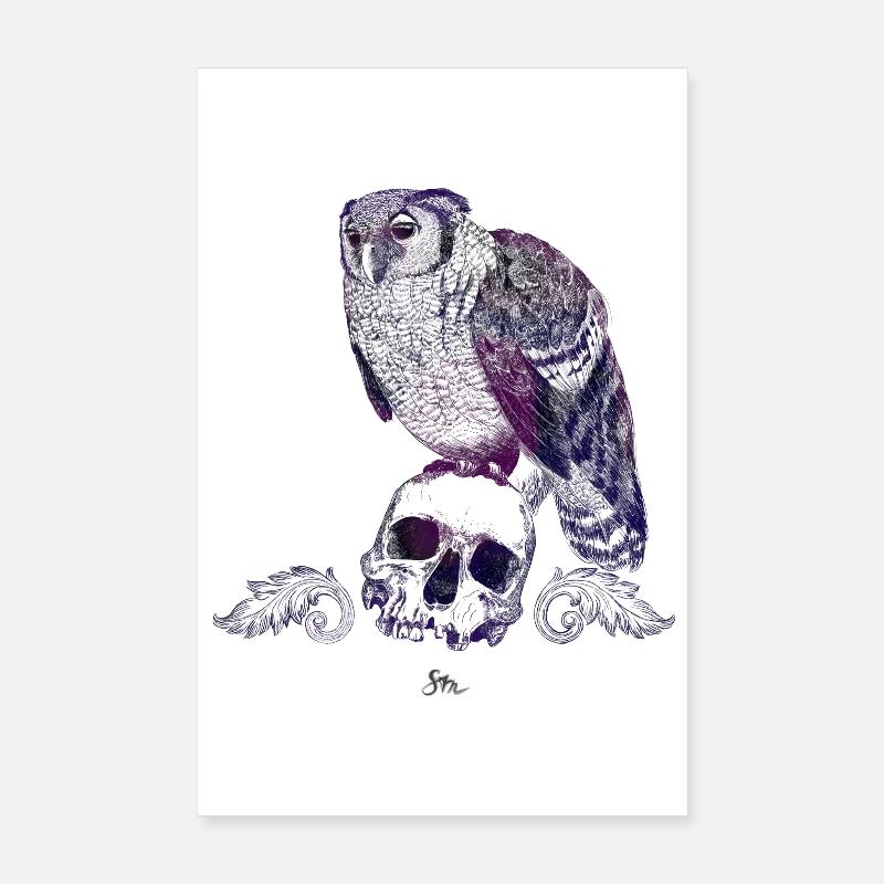 Milchuhu und Schädel mit Ornamenten Poster 20x30 cm