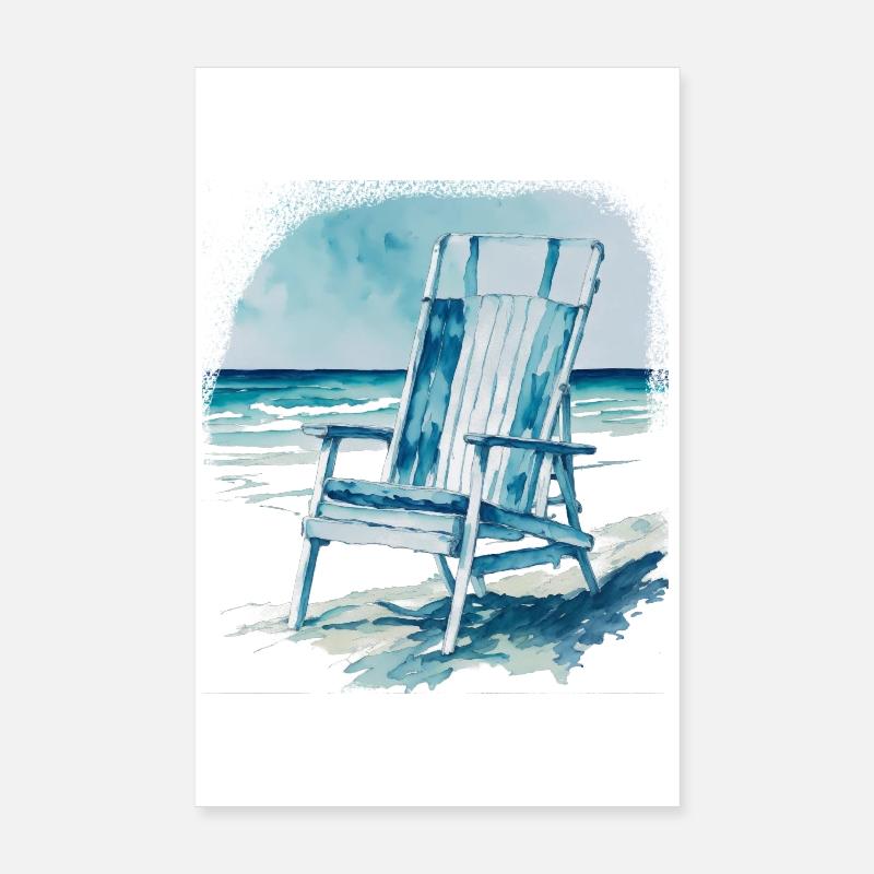 Liegestuhl am Strand Poster 20x30 cm