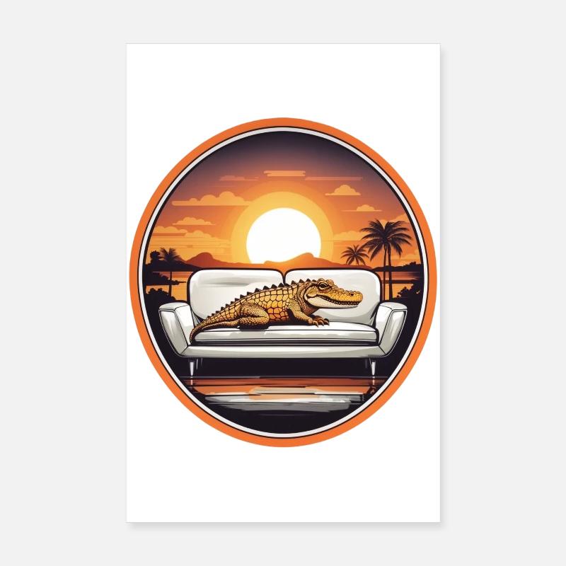 Alligator on sofa Poster 8" x 12" (20x30 cm)