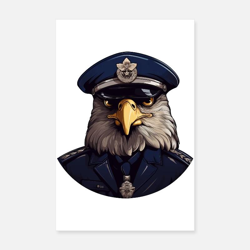 Hiboux Policier Poster 20 x 30 cm
