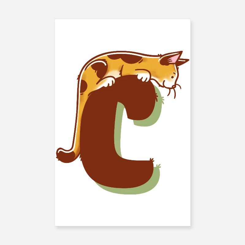 Cat Letter C Poster 8" x 12" (20x30 cm)