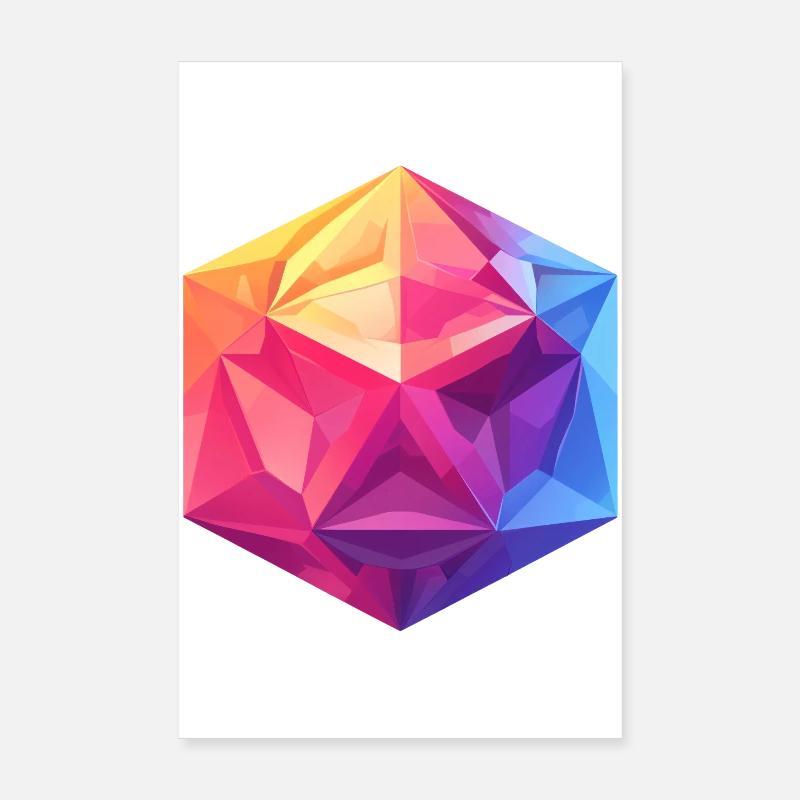 Geometric D20 Cube – Colorful RPG Design Poster 8" x 12" (20x30 cm)