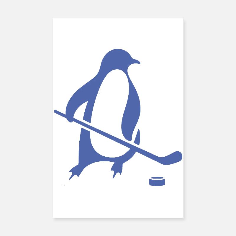 Pinguin Eishockey Silhouette Minimalistisch Poster 20x30 cm