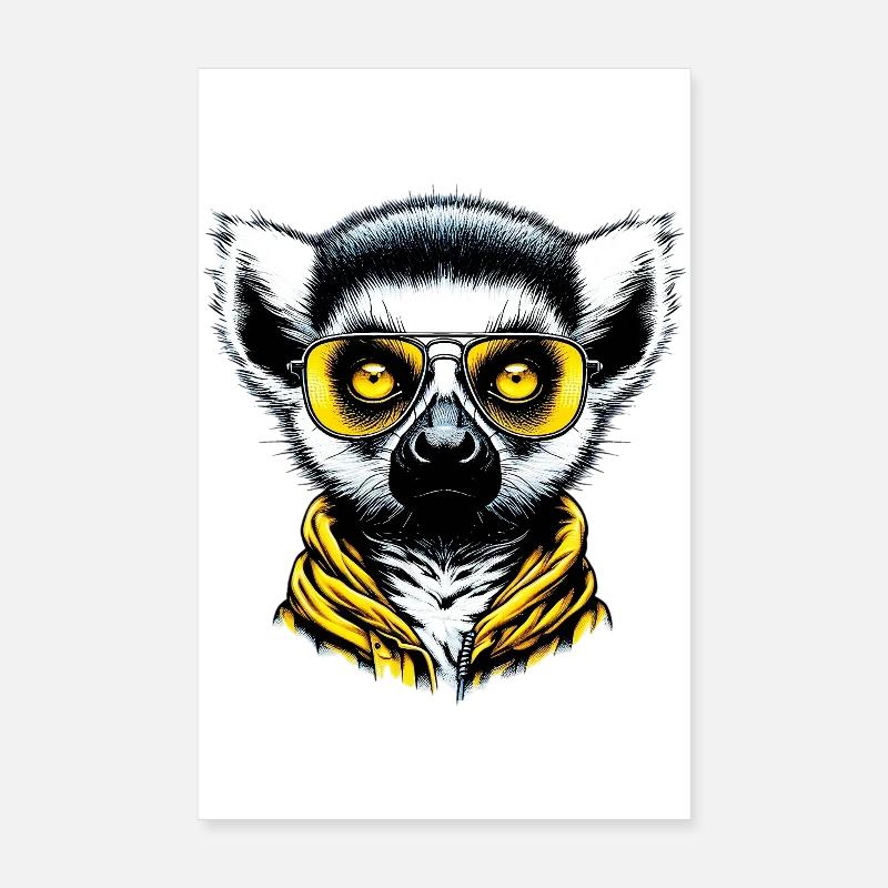 Lemur mit Sonnenbrille Poster 20x30 cm