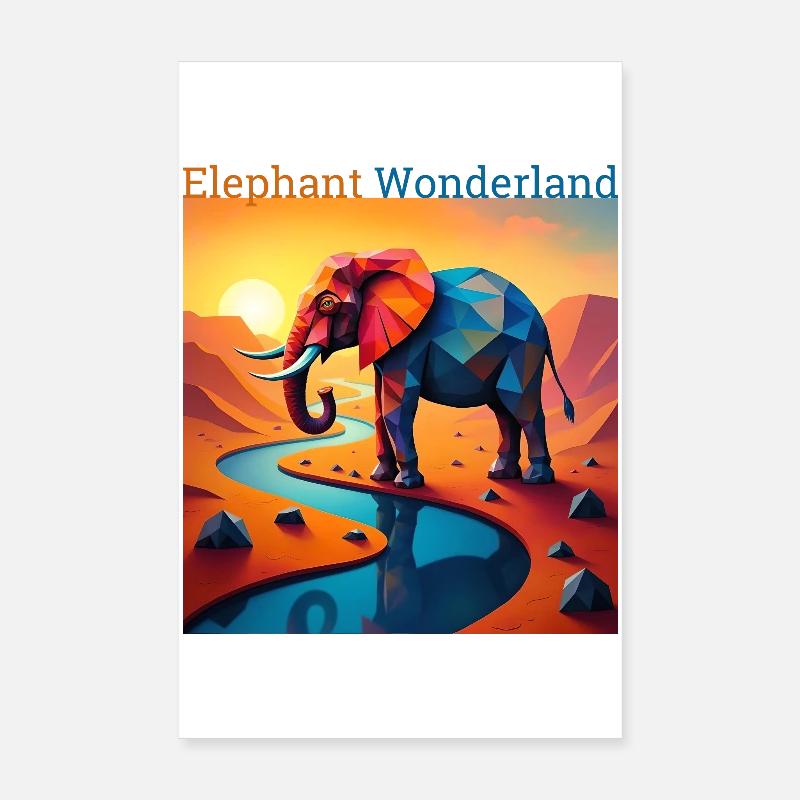 Geometric Elephant Wonderland Poster 8" x 12" (20x30 cm)