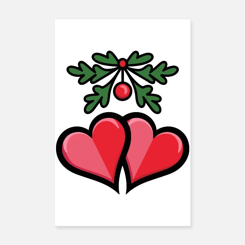 Romantische Mistelherzen Poster 20x30 cm