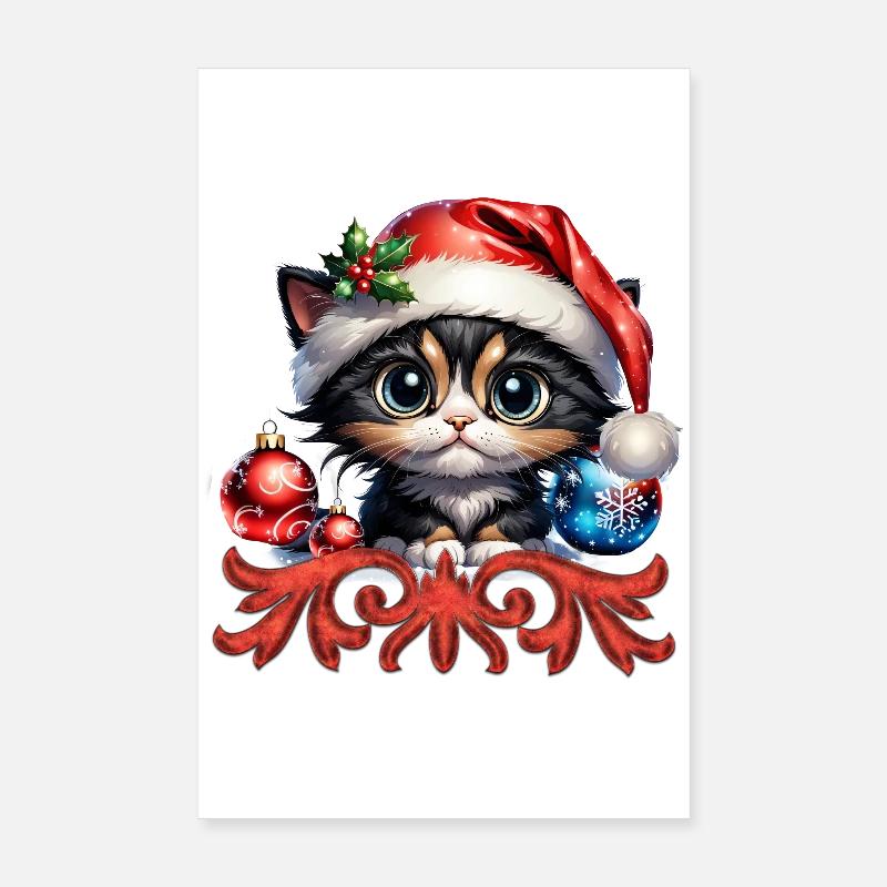 Adorable chaton de Noël. Poster 20 x 30 cm
