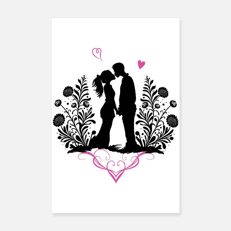 Embrasser les amoureux de la Saint-Valentin Amour Poster 20 x 30 cm