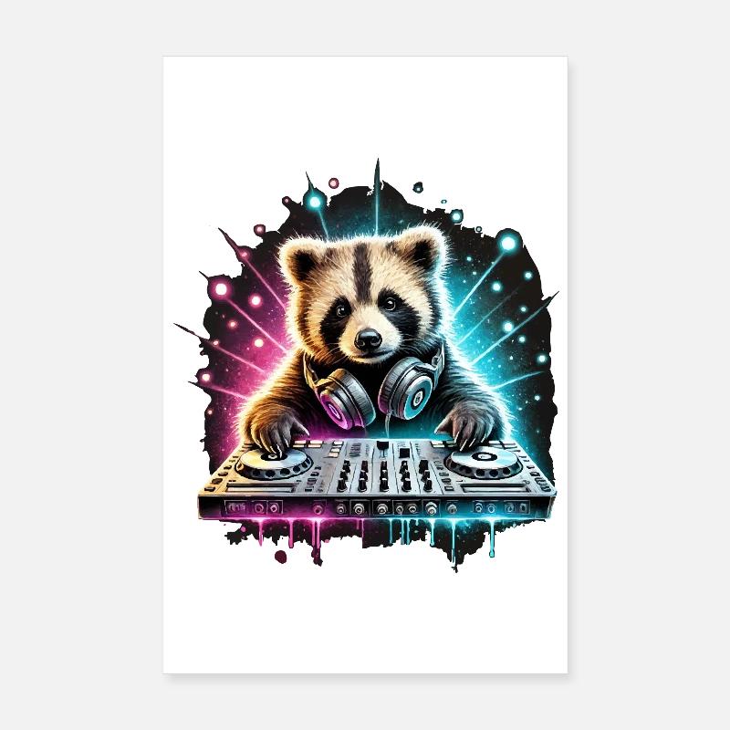 RackoonBeatz an den Turntables - DJ Waschbär Poster 20x30 cm