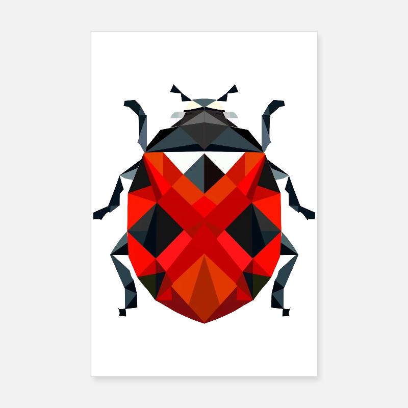Stilvolle polygonale Marienkäfer-Illustration Poster 20x30 cm