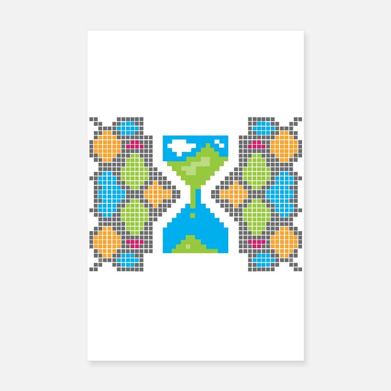 Pixel Gaming Loading – Don't Panic Hourglass Poster 8" x 12" (20x30 cm)