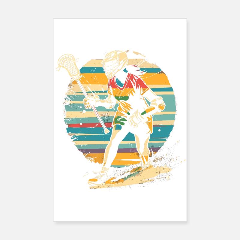 Retro Lacrosse Player 90s Poster 8" x 12" (20x30 cm)
