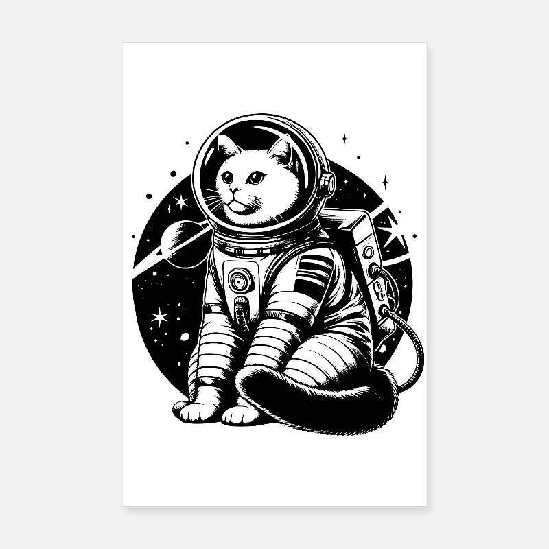 Astronauten Katze Poster 20x30 cm