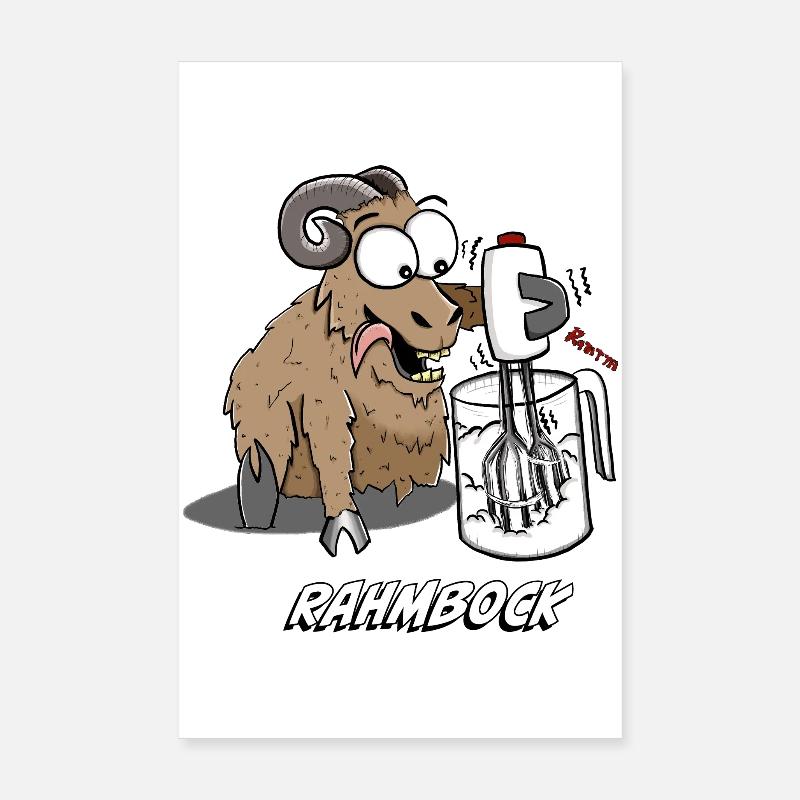 Humorvoller Bock mit Küchenmixer Poster 20x30 cm