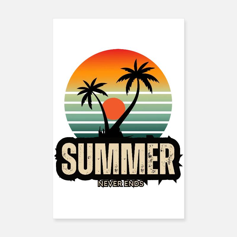 Summer Action Sunset with Palm Trees Poster 8" x 12" (20x30 cm)