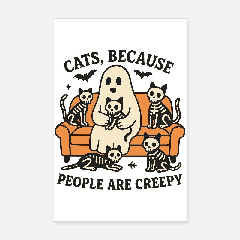 Les chats parce que les gens sont effrayants – Halloween Ghost Poster 20 x 30 cm