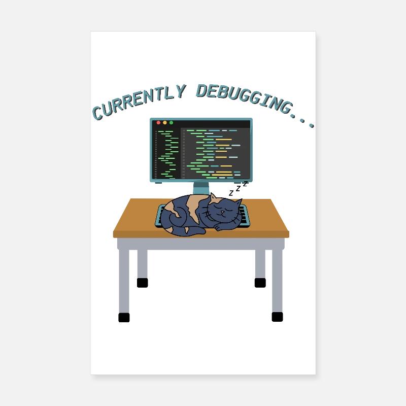 Cat debugging on the monitor Poster 8" x 12" (20x30 cm)