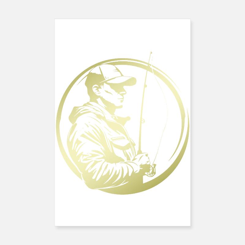 Silhouette de pêche pêcheur Poster 20 x 30 cm