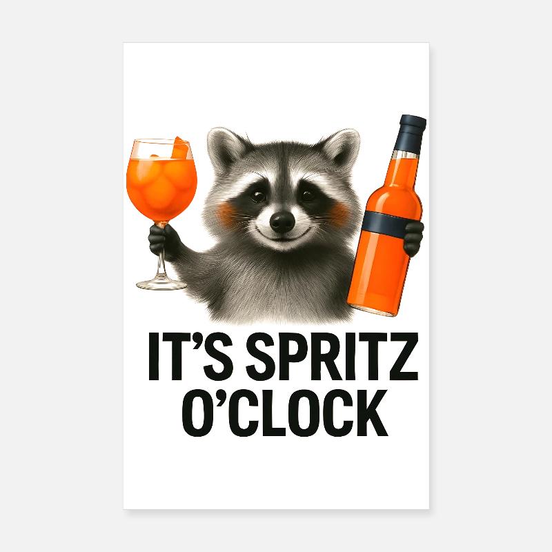 It's Spritz O'Clock Waschbär Party Geschenkidee Poster 20x30 cm