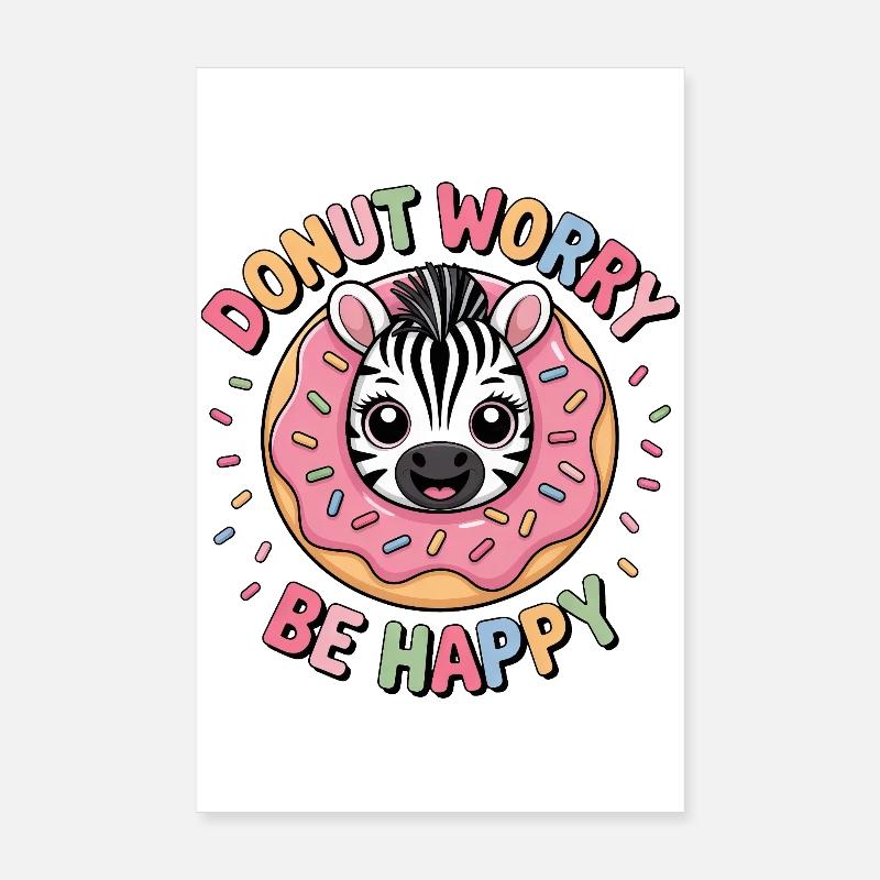 Zebra Donut Candy Dessert Bakery Fun Poster 8" x 12" (20x30 cm)