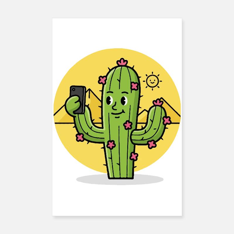 Dessin animé selfie de cactus du désert Poster 20 x 30 cm