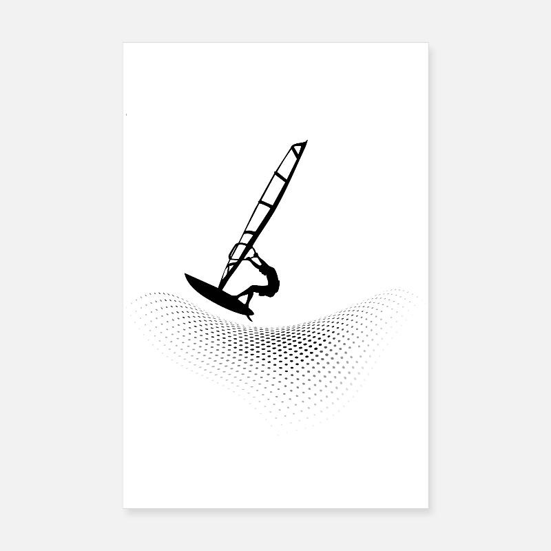 Véliplanchistes sur les vagues de points Poster 20 x 30 cm