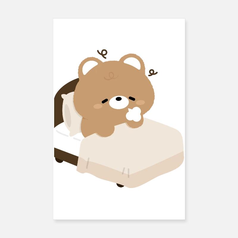 Ours endormi sur le lit Poster 20 x 30 cm