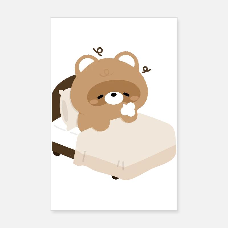 Castor endormi douillet sur lit Poster 20 x 30 cm