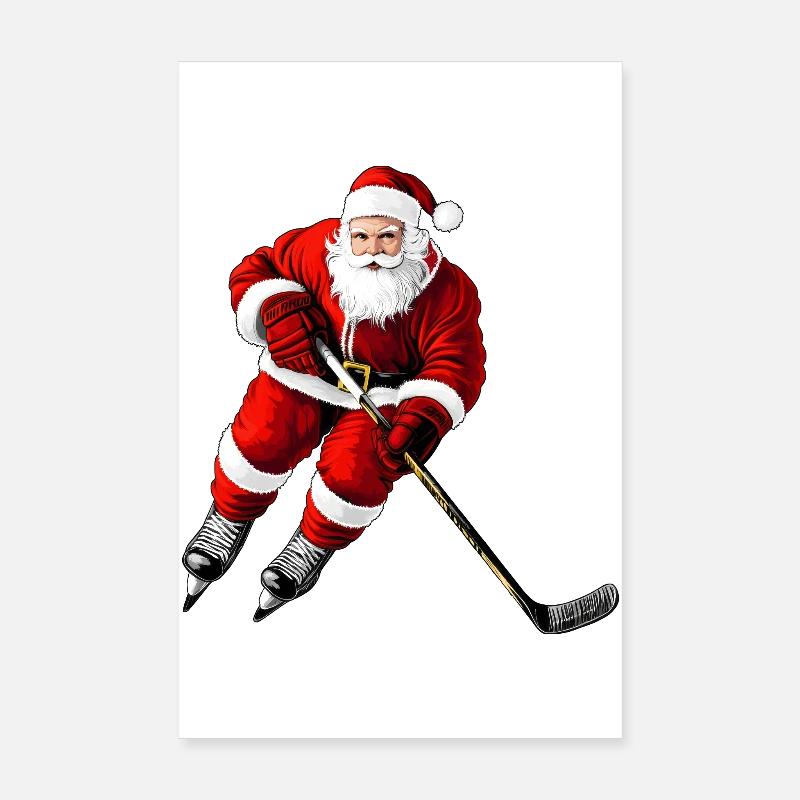Weihnachten Eishockeyspieler - Poster 20x30 cm - Weiß