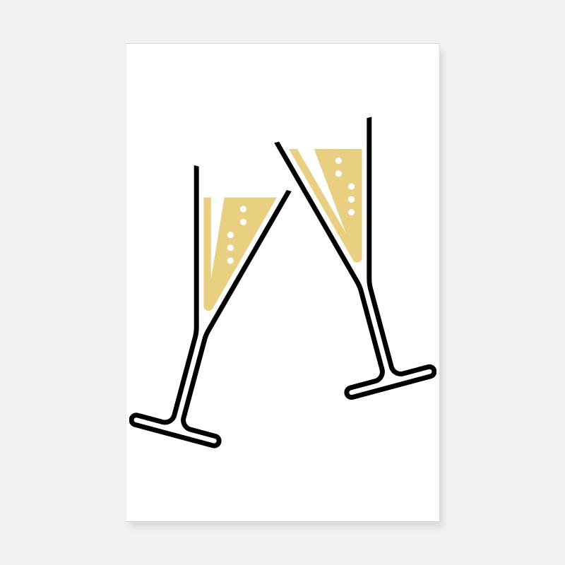 2 Sektgläser (Sekt / Trichter / Offen / 2C) Poster 20x30 cm