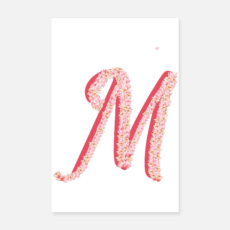 Initial M aus rosa Blüten Poster 20x30 cm
