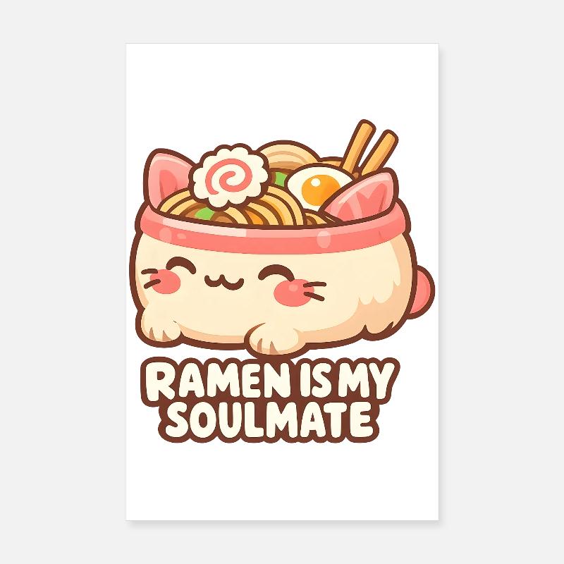 Ramen Katze Kawaii Poster 20x30 cm
