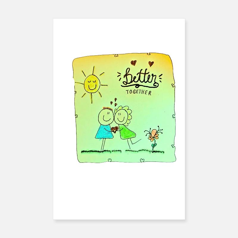 Mieux ensemble Dessin - Poster 20 x 30 cm - blanc