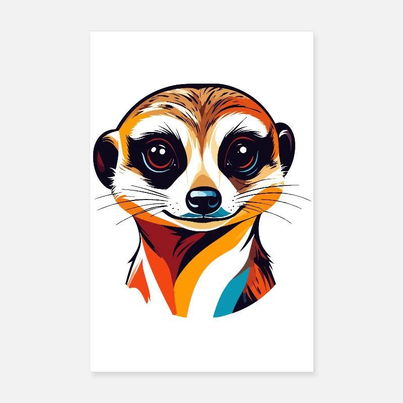 Illustration colorée de tête de suricate Poster 20 x 30 cm