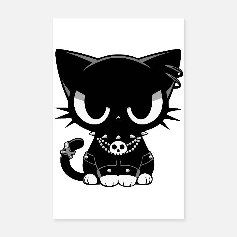 Goth Punk Cat Poster 20 x 30 cm