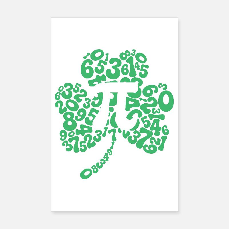 Symbole du trèfle Pi, jour de la Saint-Patrick - Poster 20 x 30 cm - blanc