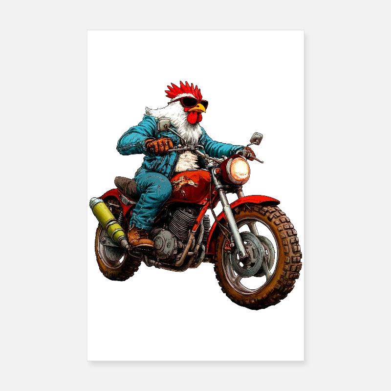 Motorcycle Chickens Poster 8" x 12" (20x30 cm)