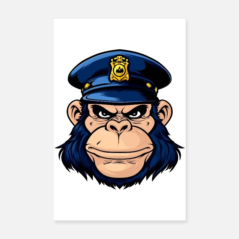 Policeman Monkey Poster 8" x 12" (20x30 cm)