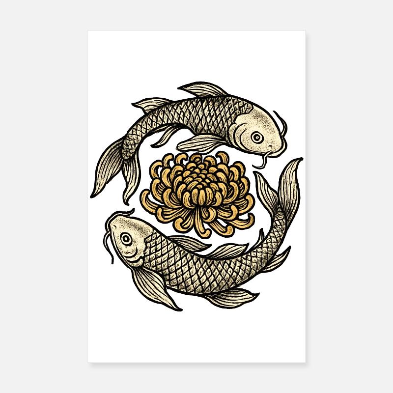 Cycle du chrysanthème Koi Poster 20 x 30 cm