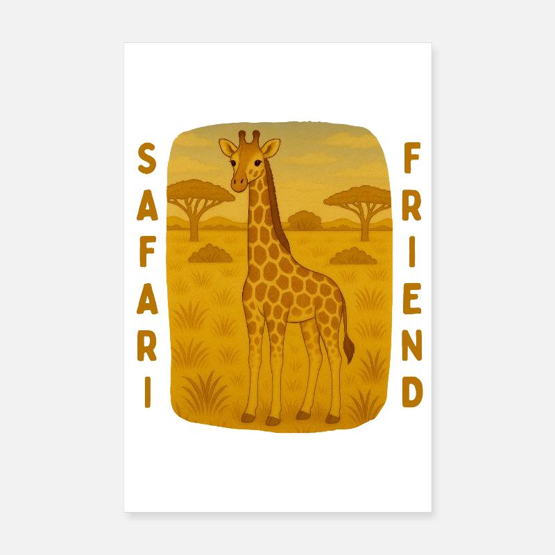 Girafe dans la savane dorée Poster 20 x 30 cm