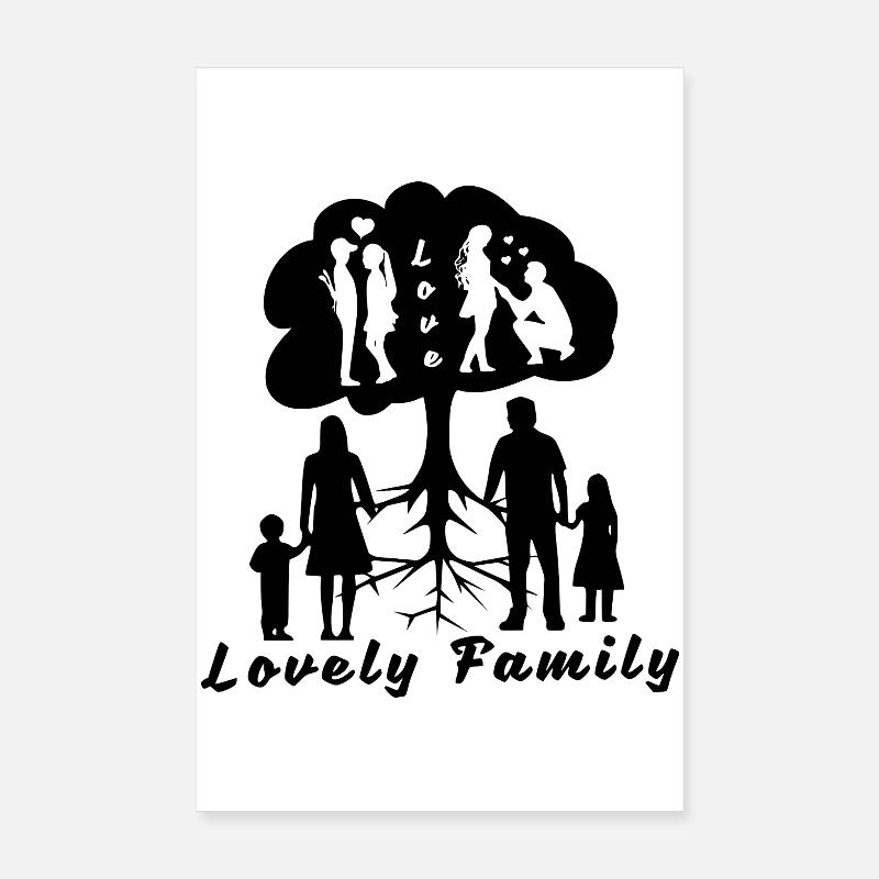 Lovely Family - Black Poster 8" x 12" (20x30 cm)